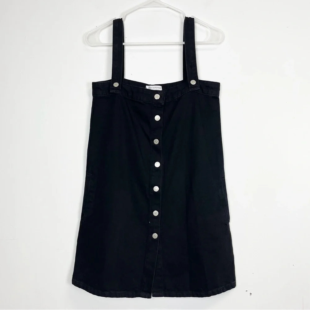 BDG Overall Dress Size Small Mini Black Button Front Jumper Urban Outfitters